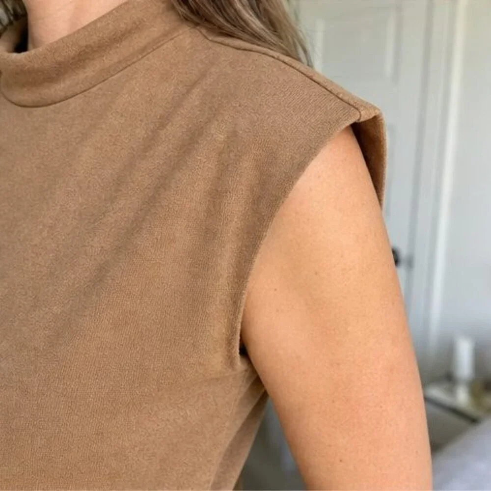Camel V Neck Top